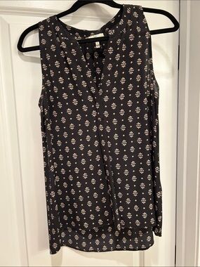 Joie Black Sleeveless Camisole with Cream Floral Print